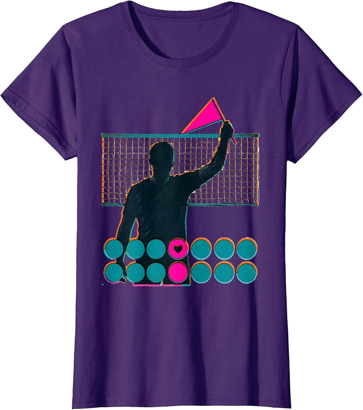 Women's Volleyball Fan Family Pride Risograph Game Day Support T-Shirt - Purple