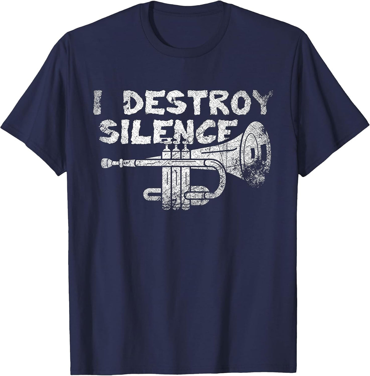 I Destroy Silence Trumpet T-Shirt - Navy Blue