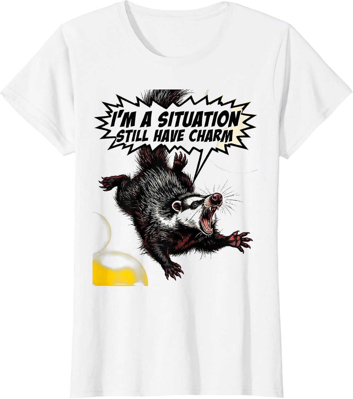 I'm A Situation, Still Have Charm Funny Opossum Meme Animal T-Shirt - White