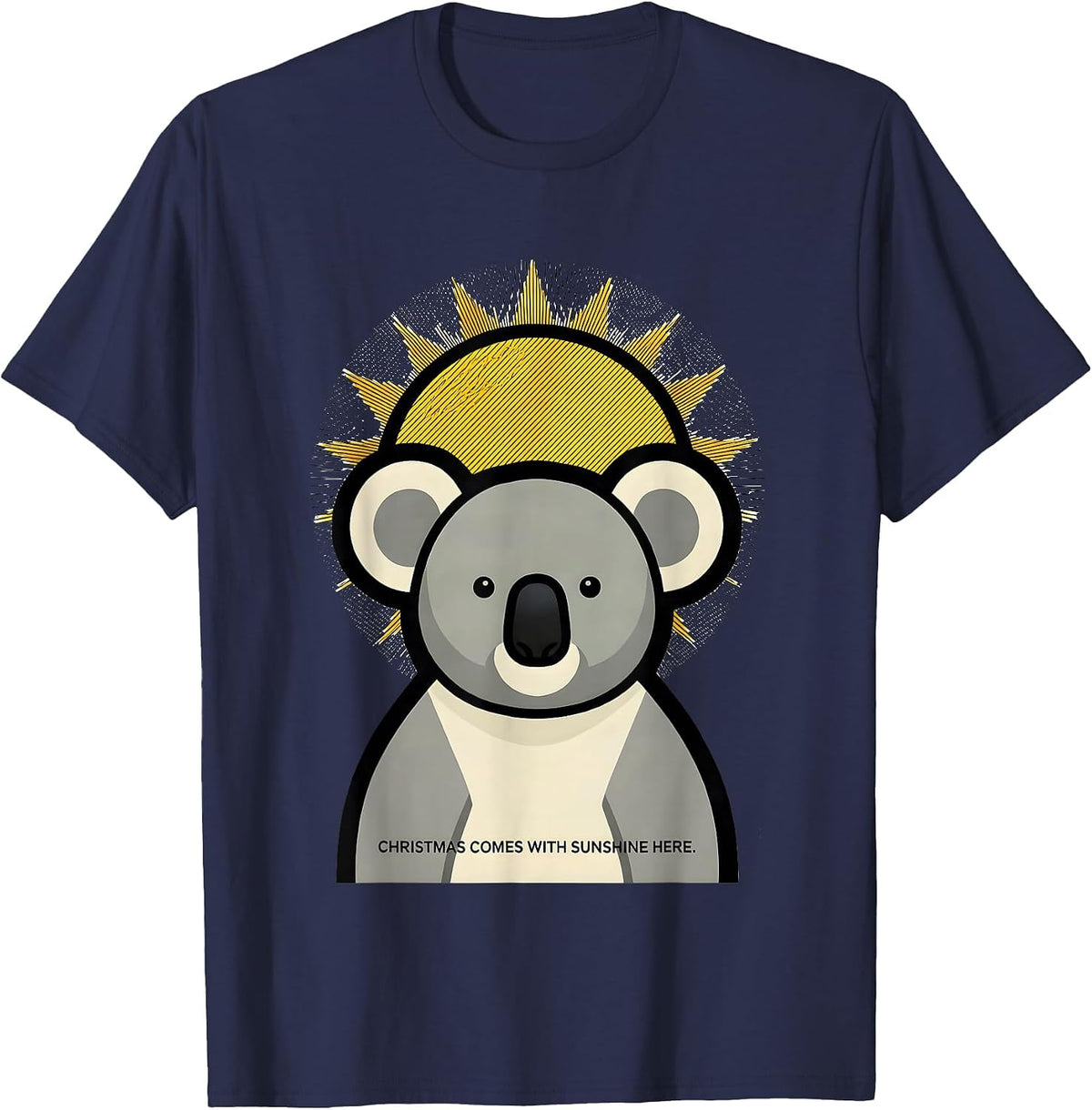 Christmas Comes With Sunshine Here Funny Koala Lover T-Shirt - Navy Blue