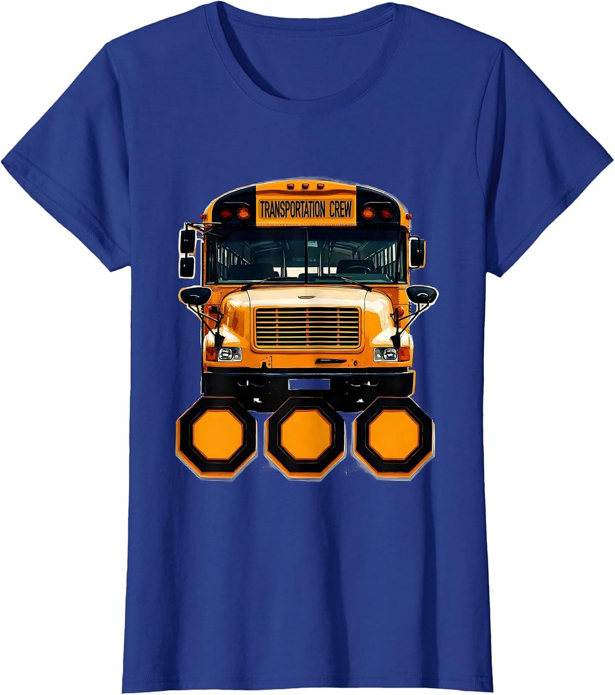 Women's Transportation Crew Screenprint School Bus Driver T-Shirt - Royal Blue