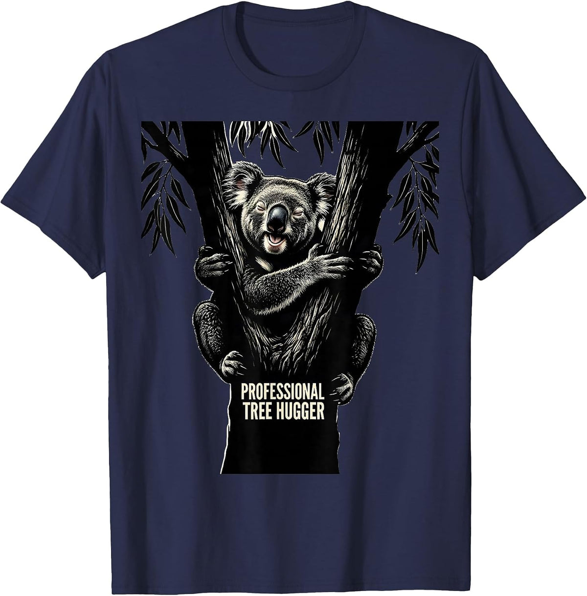Men's Professional Tree Hugger Funny Koala Animal Lover Humor T-Shirt - Navy Blue