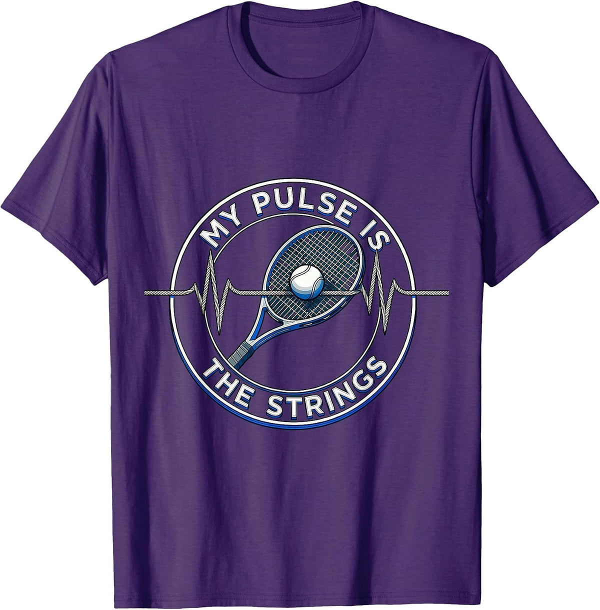 My Pulse Is The Strings Tennis Lover Heartbeat EKG Pulse T-Shirt - Purple