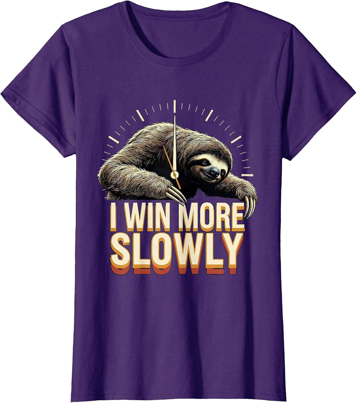 Women's I Win More Slowly Funny Sloth Lover Humor Animal Affinity T-Shirt - Purple
