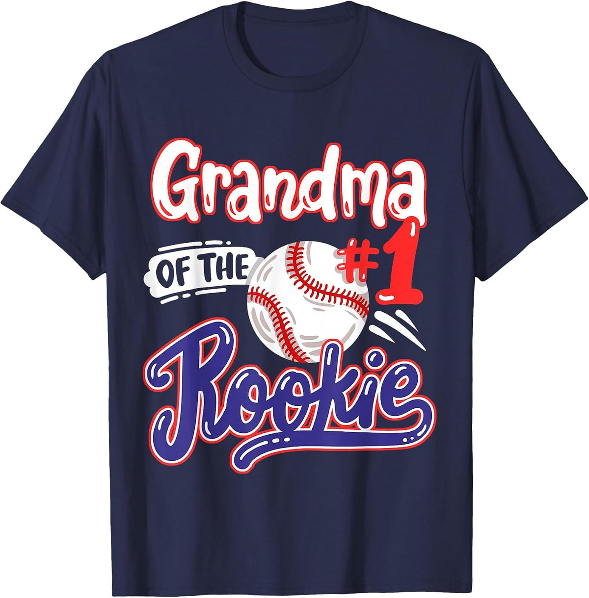 Grandma of Rookie 1st Baseball Birthday Party T-Shirt - Navy Blue