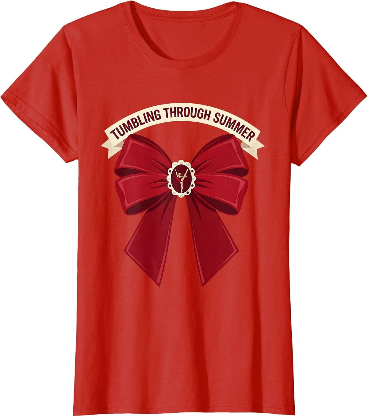 Tumbling Through Summer Gymnastics Life Design T-Shirt - Red