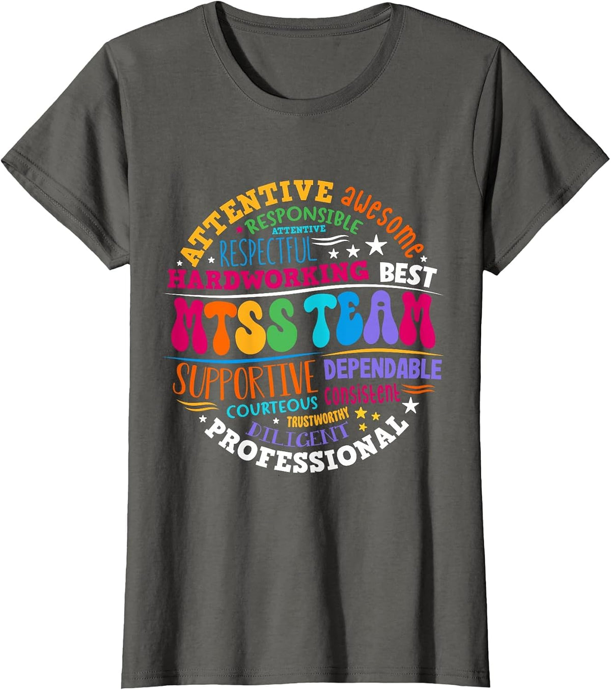 Groovy MTSS Team Coach School Counselor School Psychologist T-Shirt - Asphalt Grey