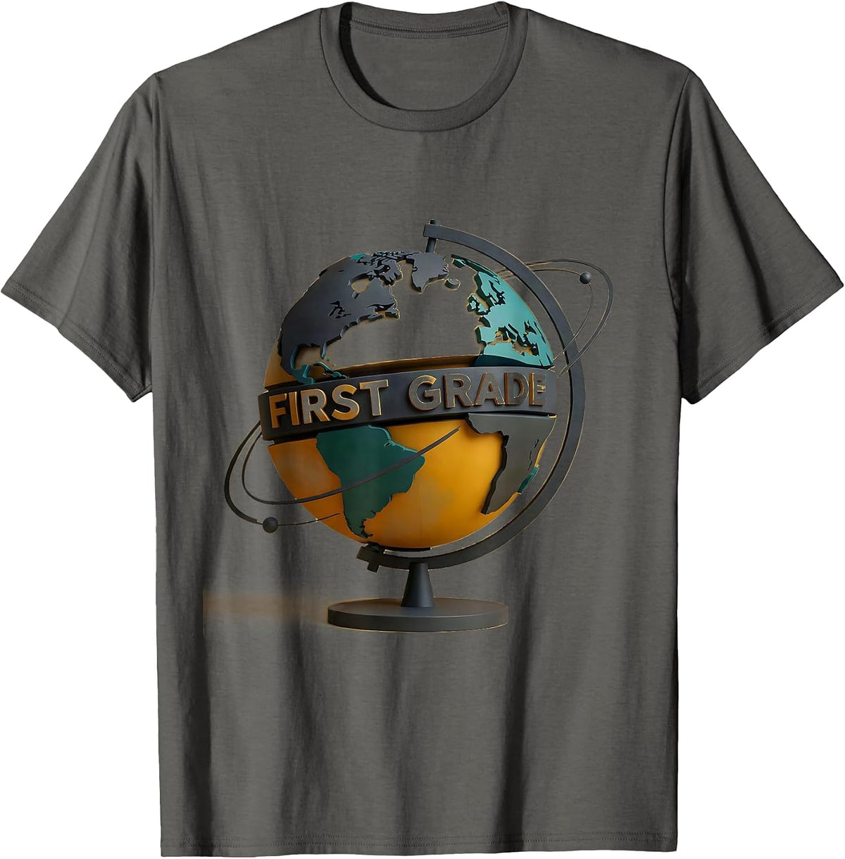 Men's First Grade Midcentury Modern Teacher Student Back To School T-Shirt - Asphalt Grey
