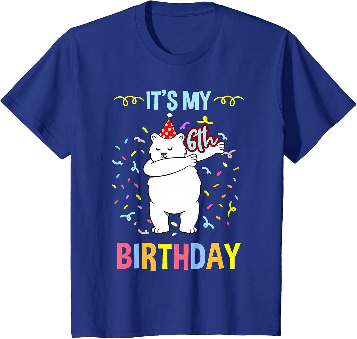 Its My 6th Birthday Dabbing Polar Bear T-Shirt - Royal Blue
