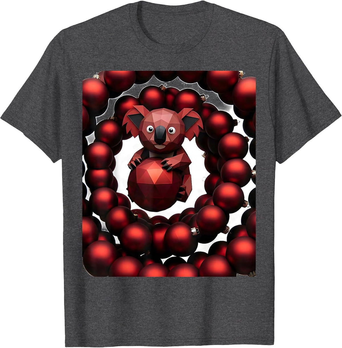 Men's Geometric Koala Cute Holiday Novelty Gift T-Shirt - Dark Heather Grey