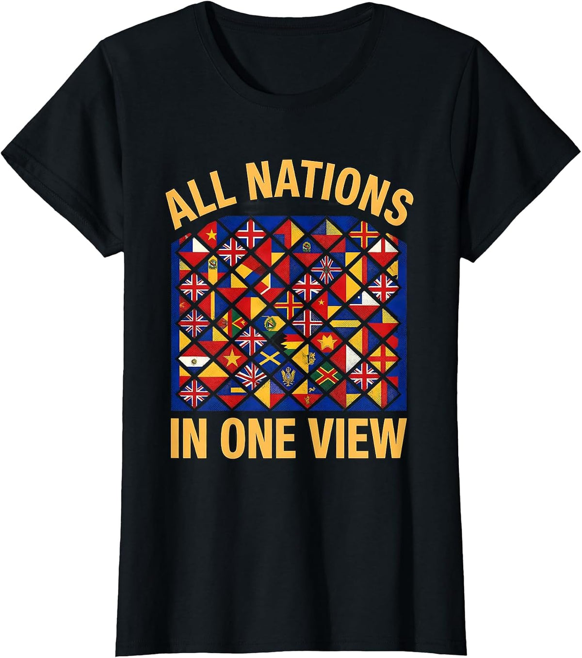 All Nations In One View International Travel Geography Lover T-Shirt - Black