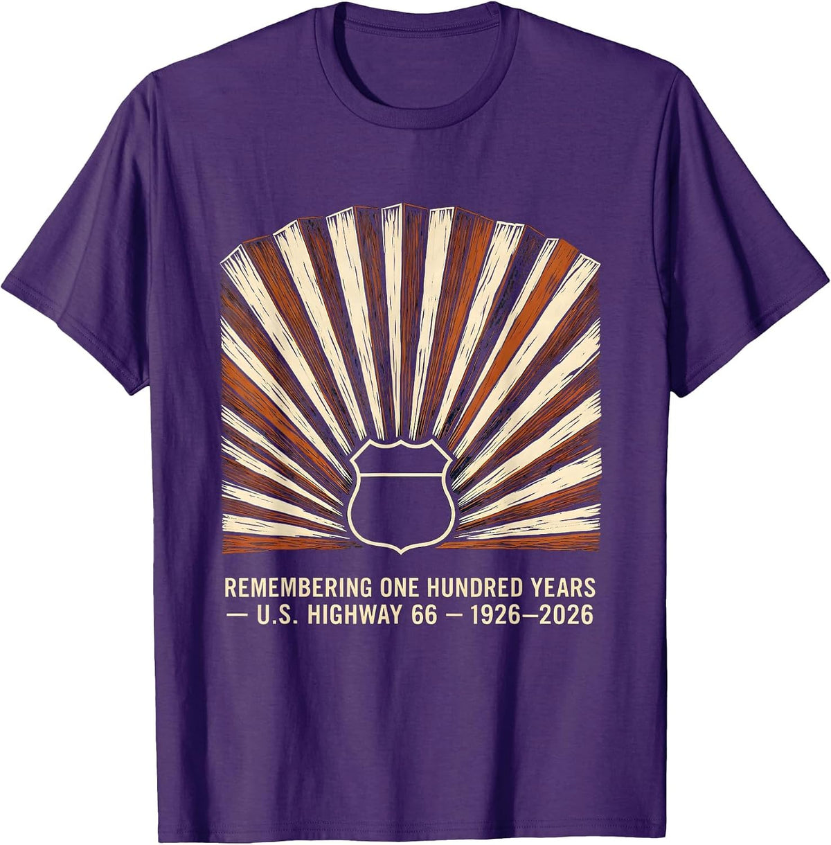 Men's Remembering One Hundred Years — U.S. Highway 66 — 1926-2026 T-Shirt - Purple