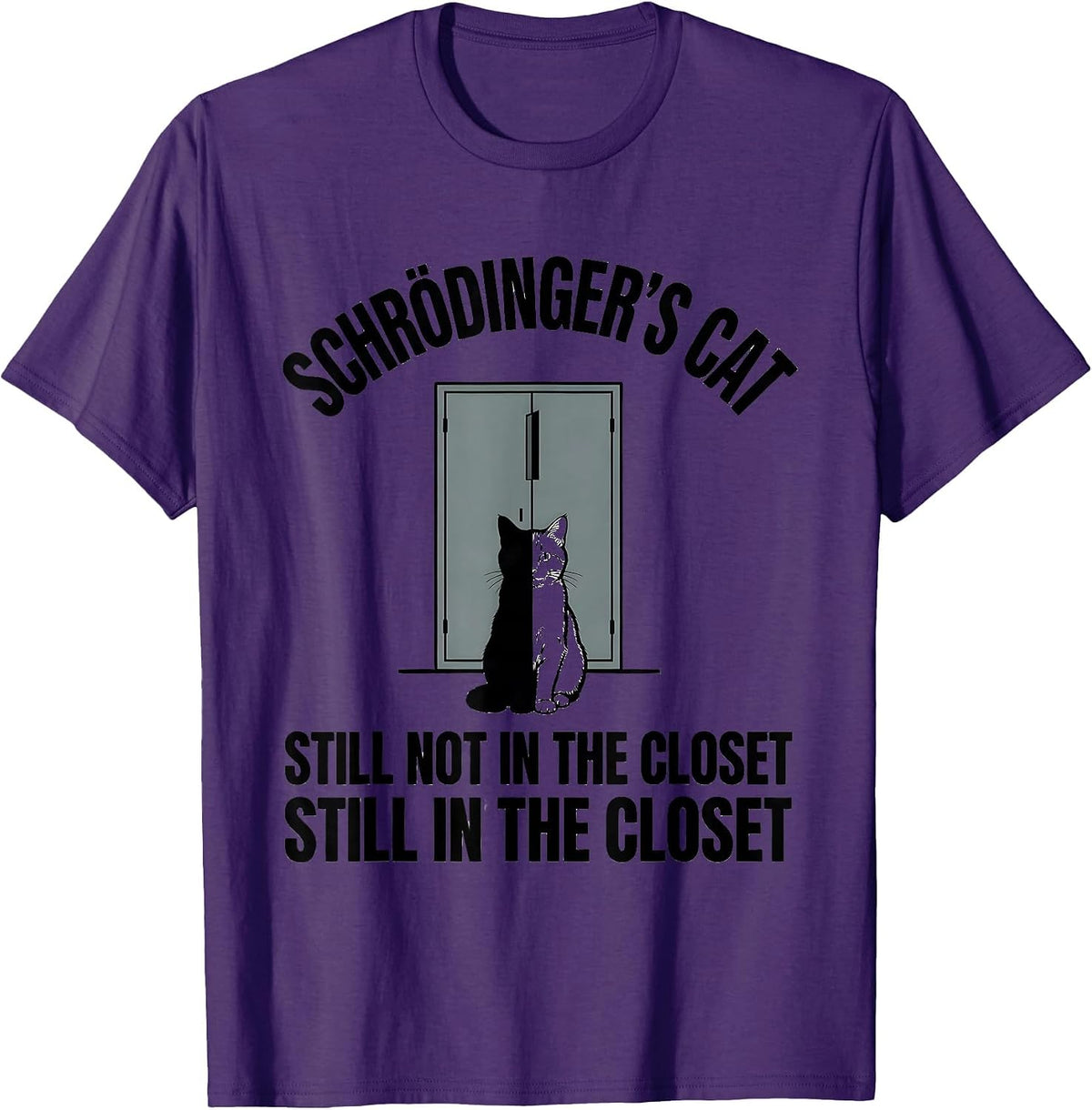 Men's Schrödinger's Cat Quantum Physics Humor Cat Owner T-Shirt - Purple