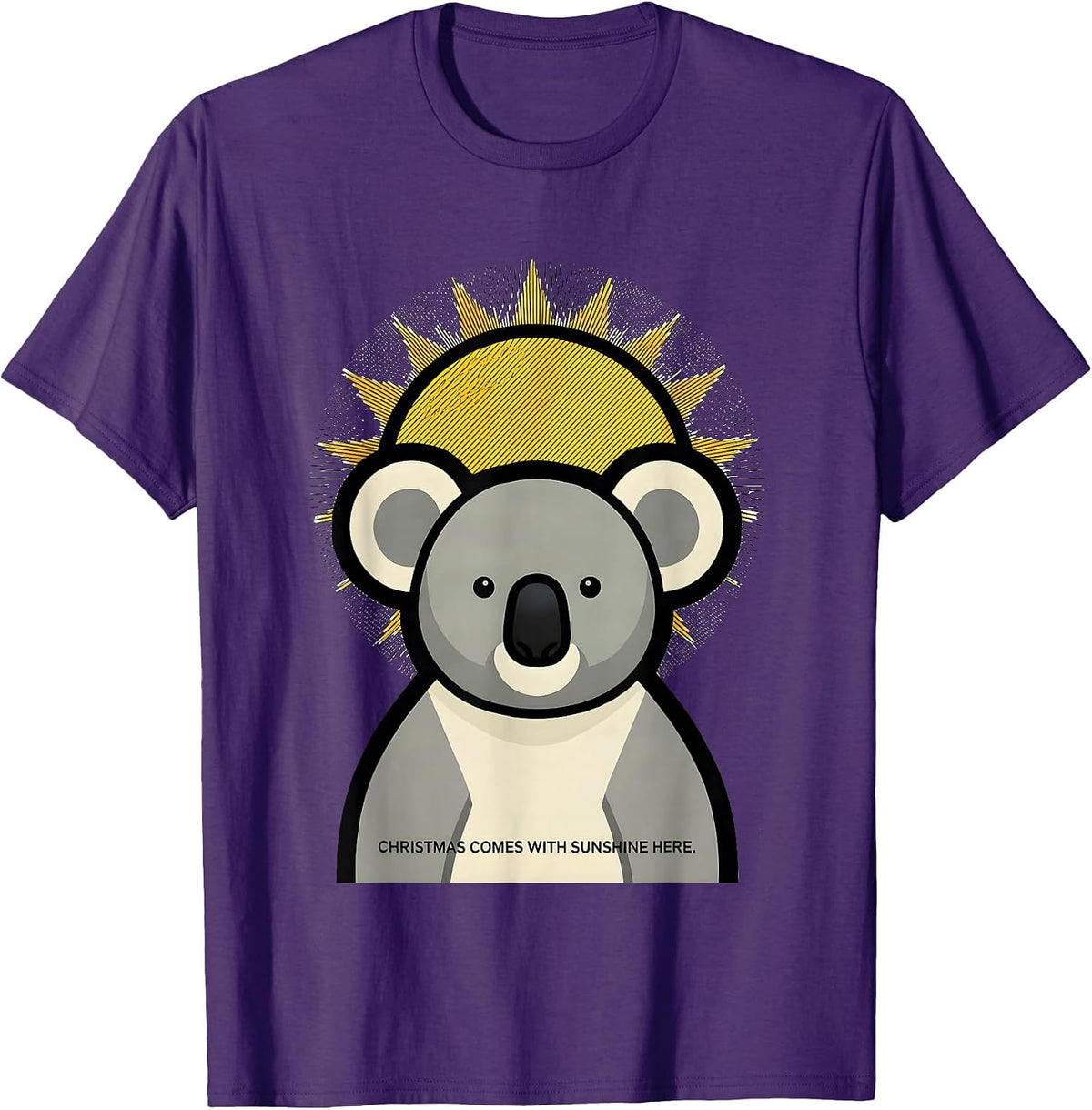 Christmas Comes With Sunshine Here Funny Koala Lover T-Shirt - Purple