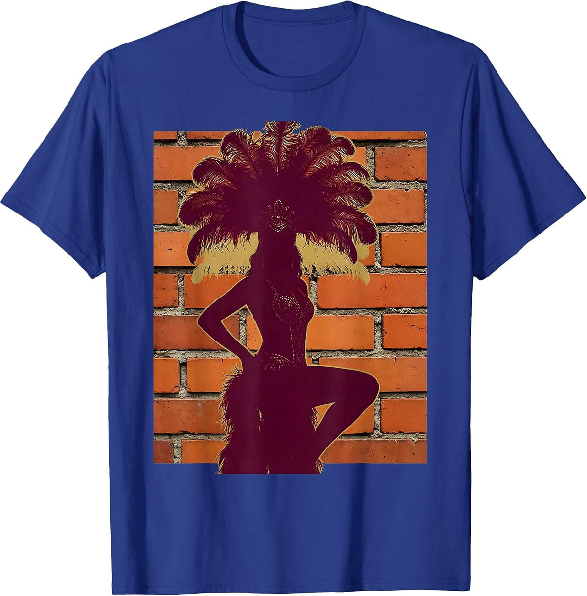 Showgirl Shadow Backstage Brick Wall Graphic T-Shirt - Royal Blue