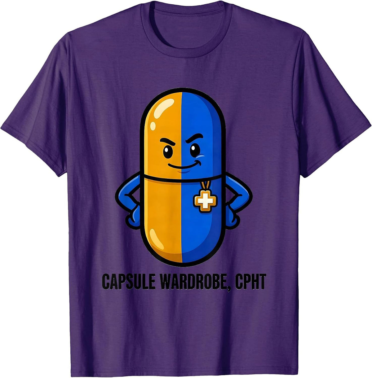 Men's Capsule Wardrobe CPhT Funny Pharmacy Tech Pharmacist Pun T-Shirt - Purple