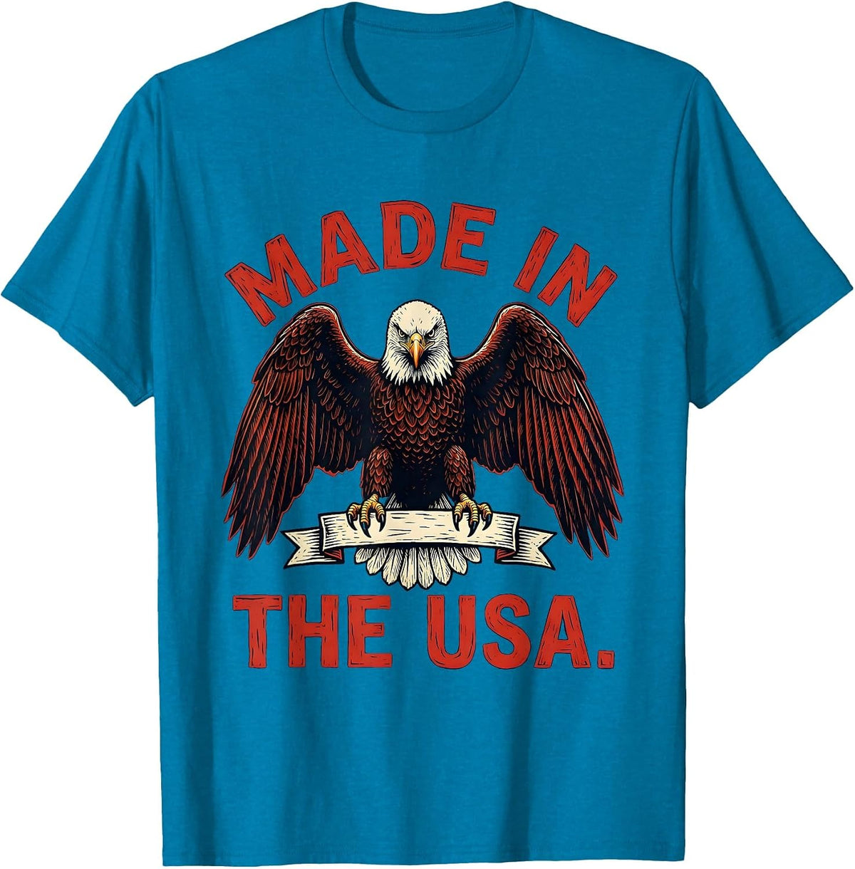 Made in the USA Patriotic American Pride Design T-Shirt - Sapphire Blue