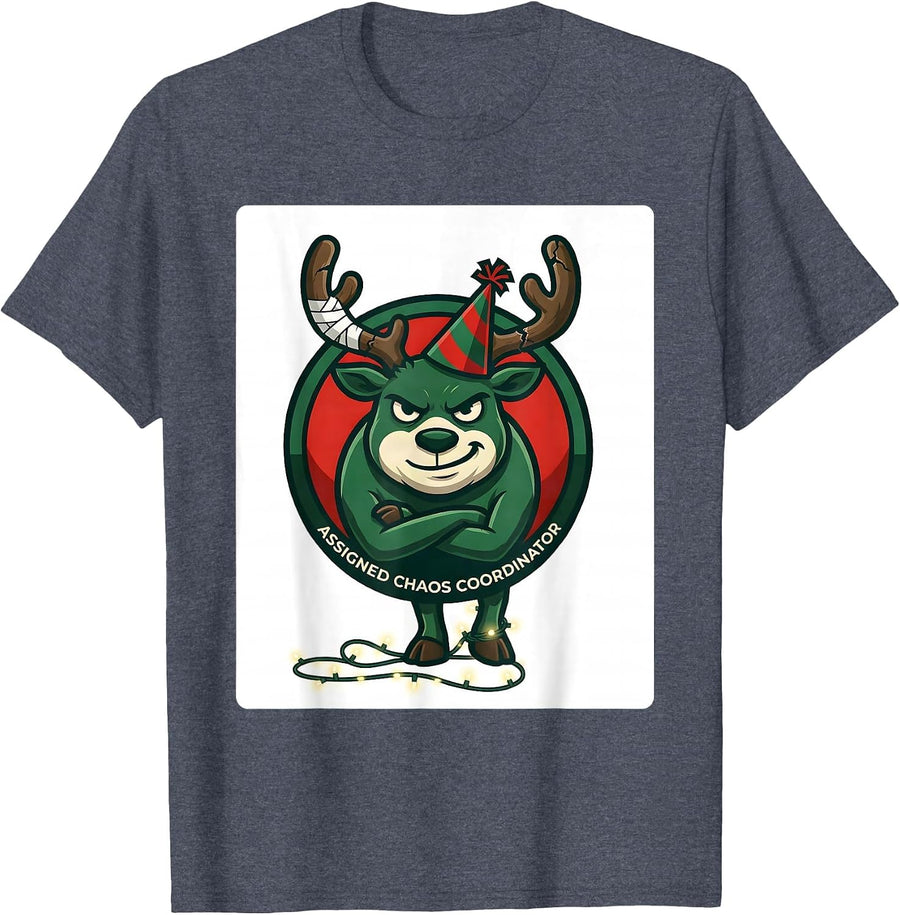 Assigned Chaos Coordinator Funny Christmas Group Humor T-Shirt - Heather Blue