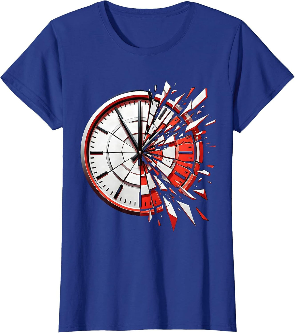 Women's Frozen at Midnight Clock Graphic Design T-Shirt - Royal Blue
