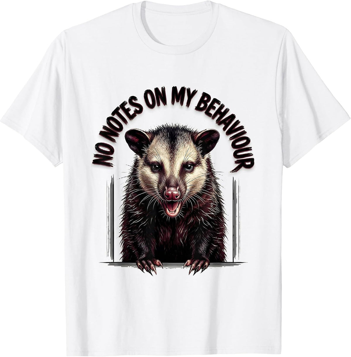 Men's No Notes On My Behaviour Funny Opossum Meme Wildlife Humor T-Shirt - White