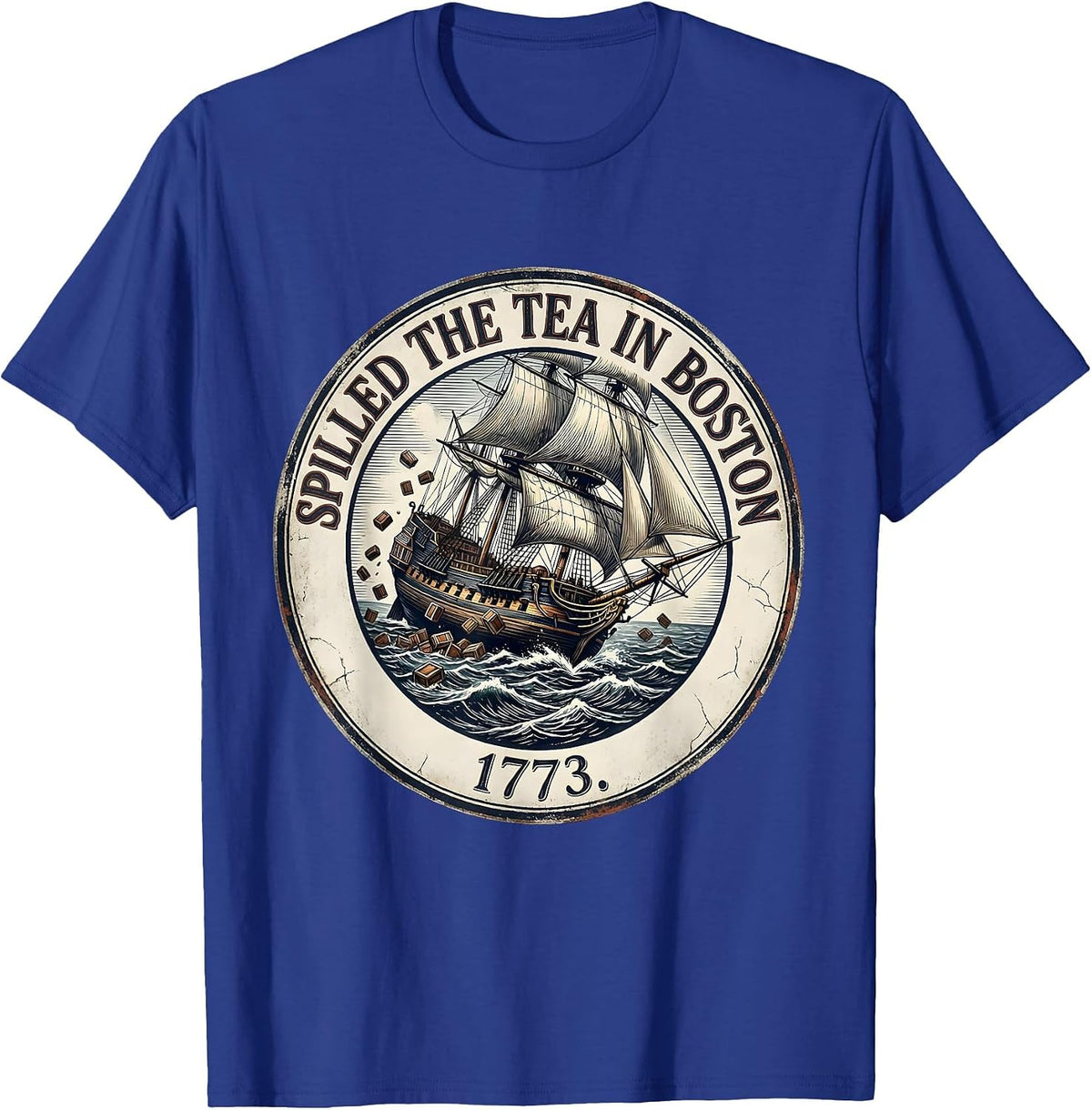 Men's Spilled The Tea In Boston, 1773 Funny History Teacher 4th T-Shirt - Royal Blue