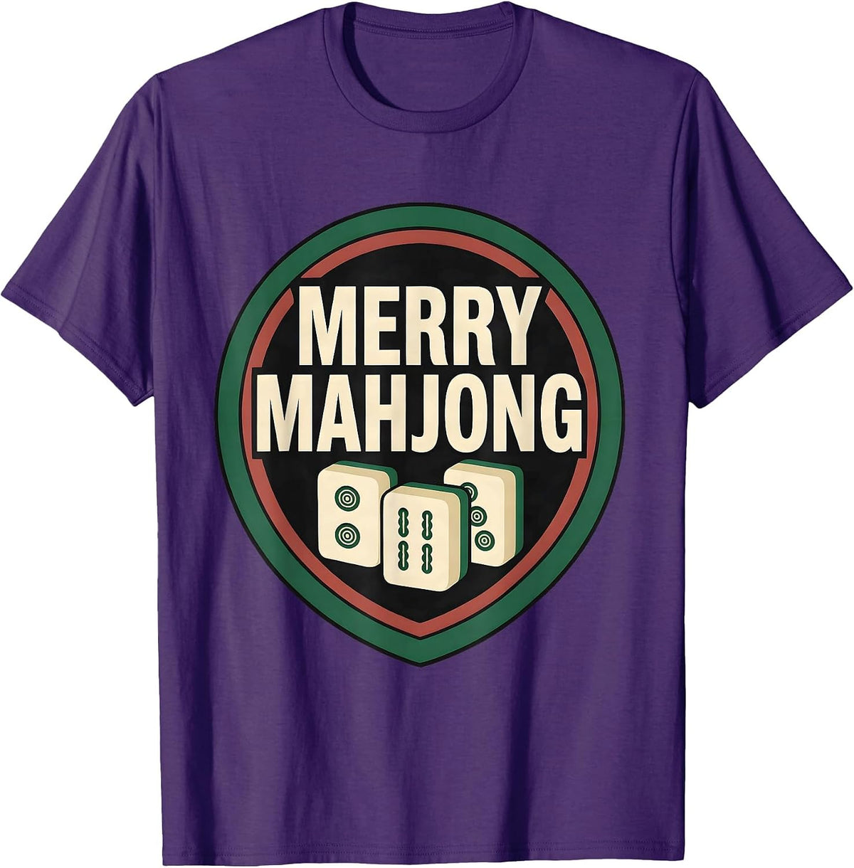 Merry Mahjong Playful Mahjong Player Vintage Holiday Party T-Shirt - Purple