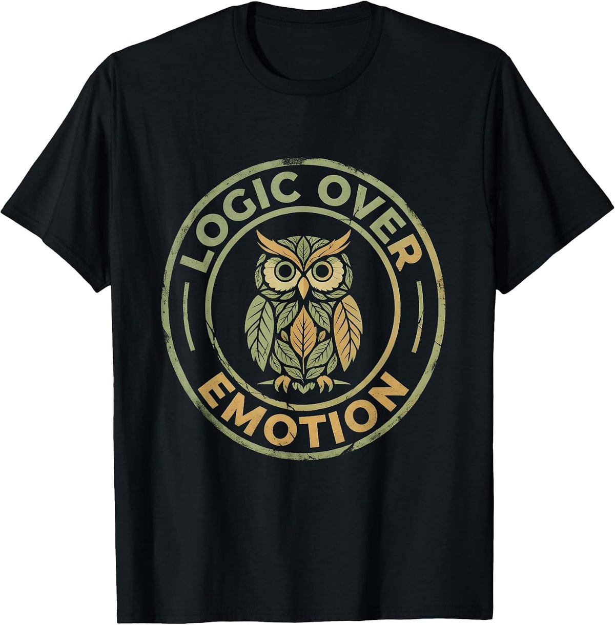 Men's Logic Over Emotion Facts Over Feelings Design T-Shirt - Black