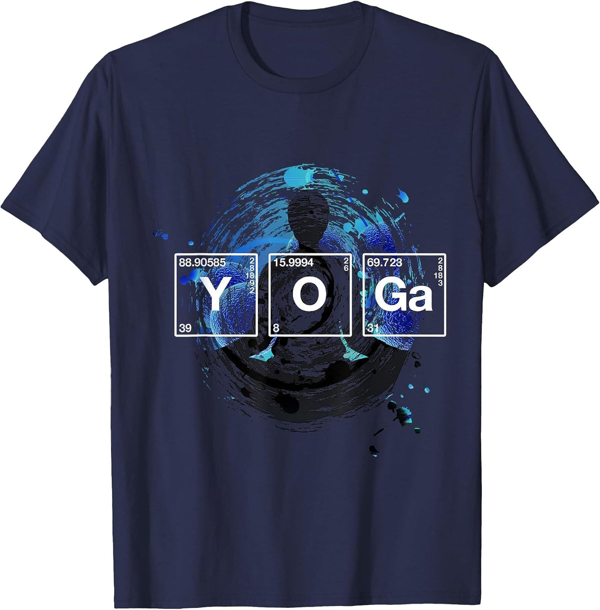 Yoga Chemistry Periodic Elements Table Fun T-Shirt - Navy Blue