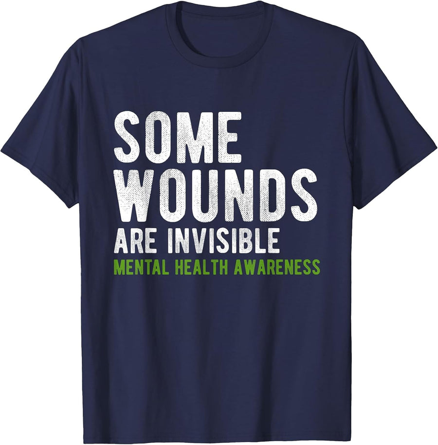 Some Wounds are Invisible Mental Health Awareness T-Shirt - Navy Blue