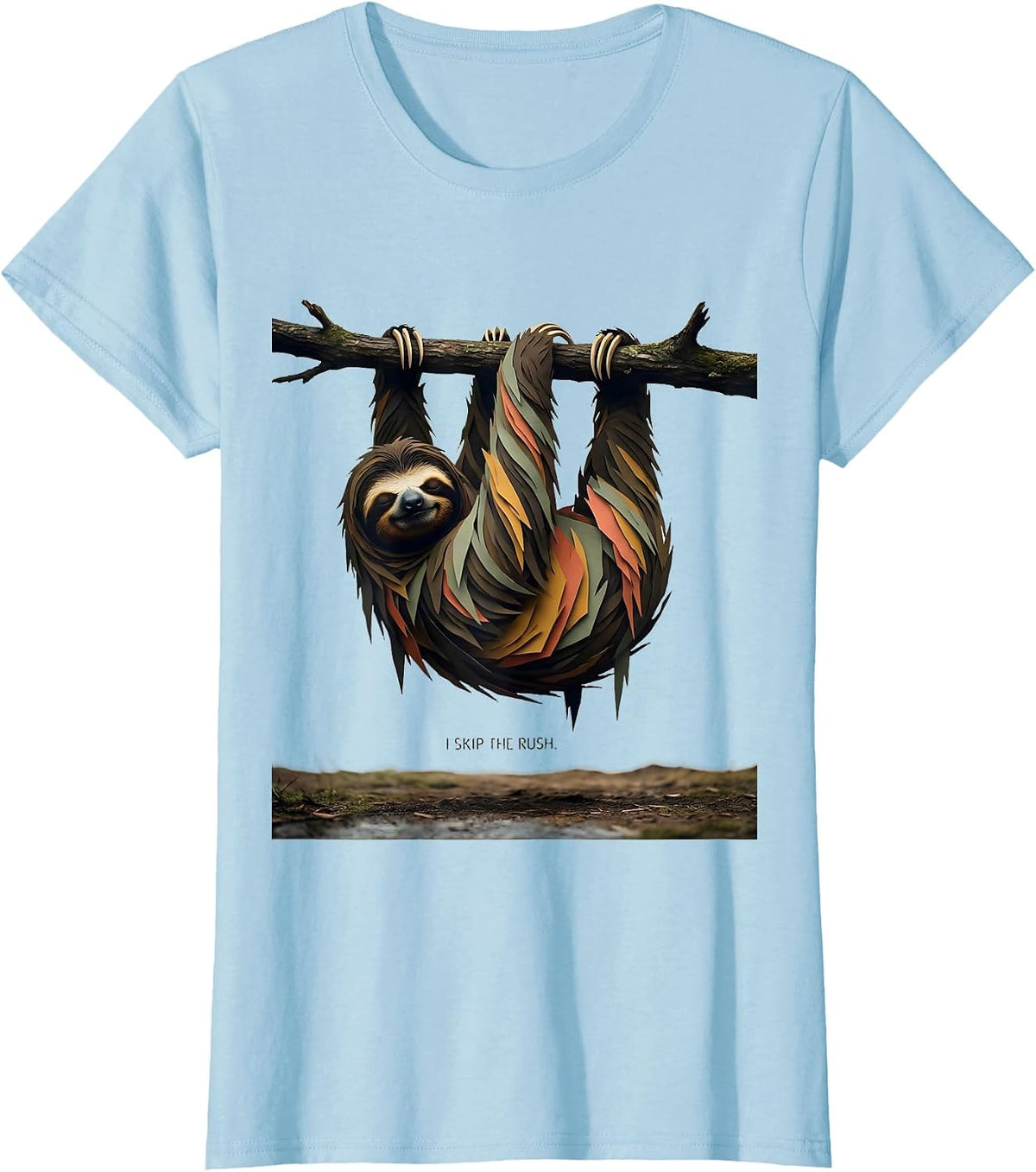 I Skip The Rush Funny Sloth Lazy Humor Gift for Sloth Lovers T-Shirt - Baby Blue