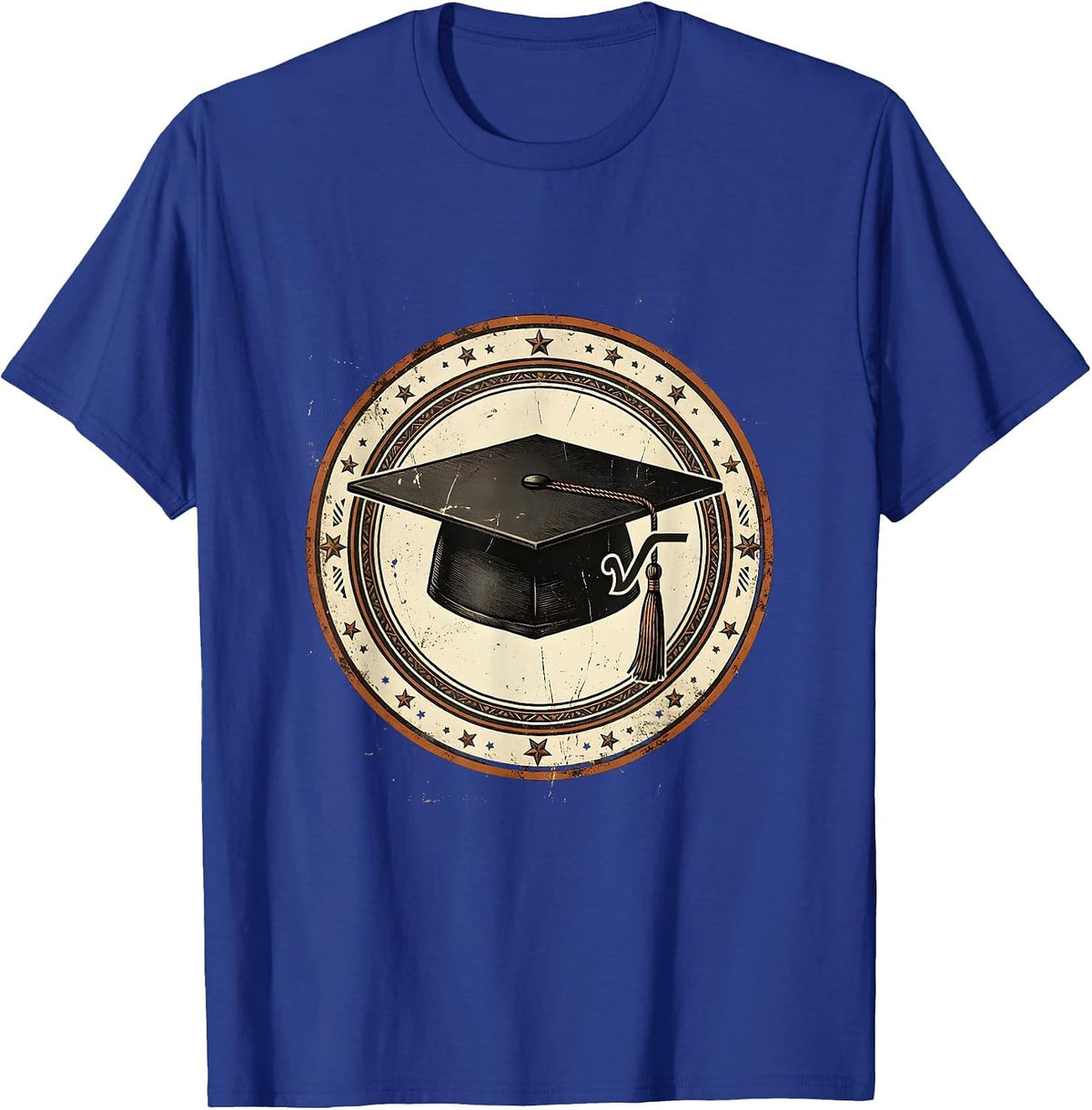 Math Teacher Graduation Cap Square Root Graphic T-Shirt - Royal Blue