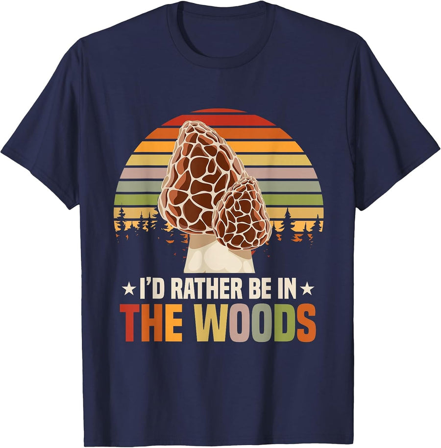 Funny Morel Mycology Mushrooms T-Shirt - Navy Blue