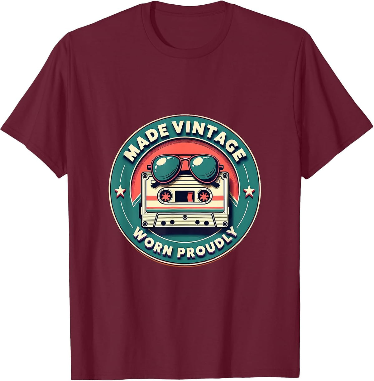 Made Vintage Worn Proudly 1985 Classic Design T-Shirt - Burgundy