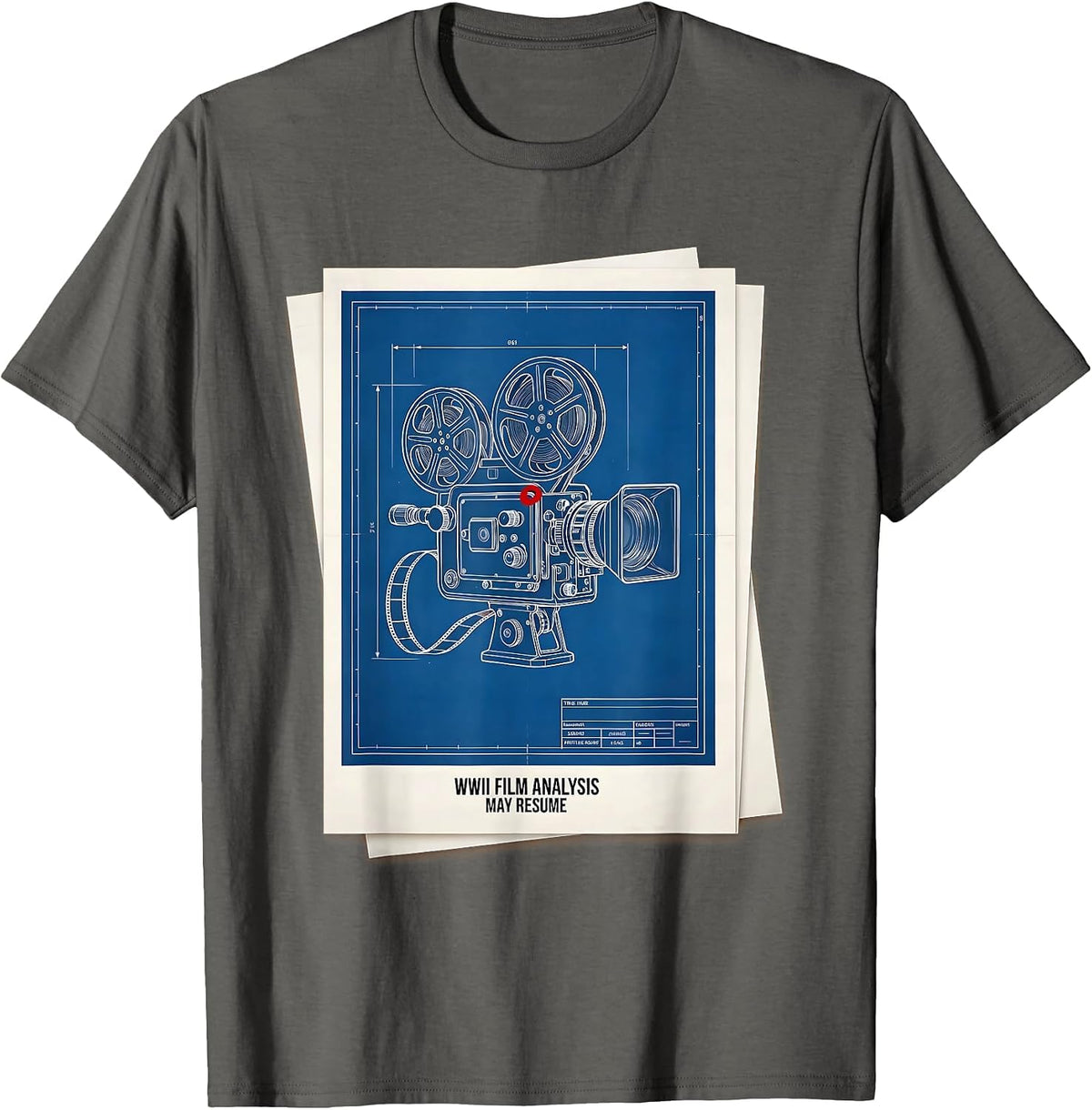 Men's WWII Film Analysis May Resume Retro WW2 History Buff Teacher T-Shirt - Asphalt Grey