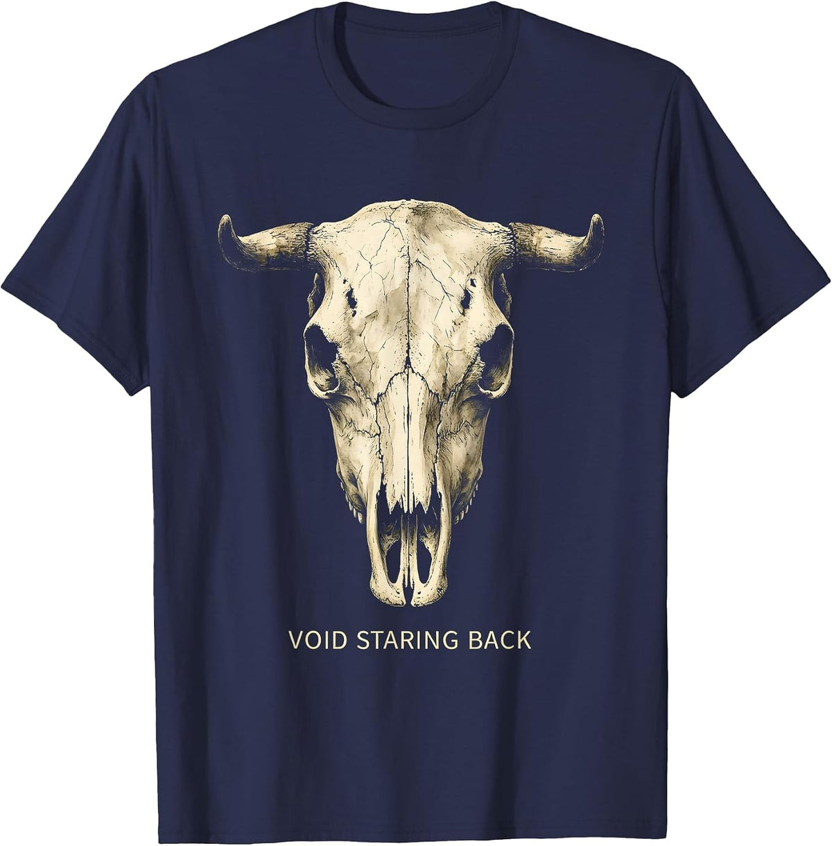Void Staring Back Dark Philosophy Design T-Shirt - Navy Blue