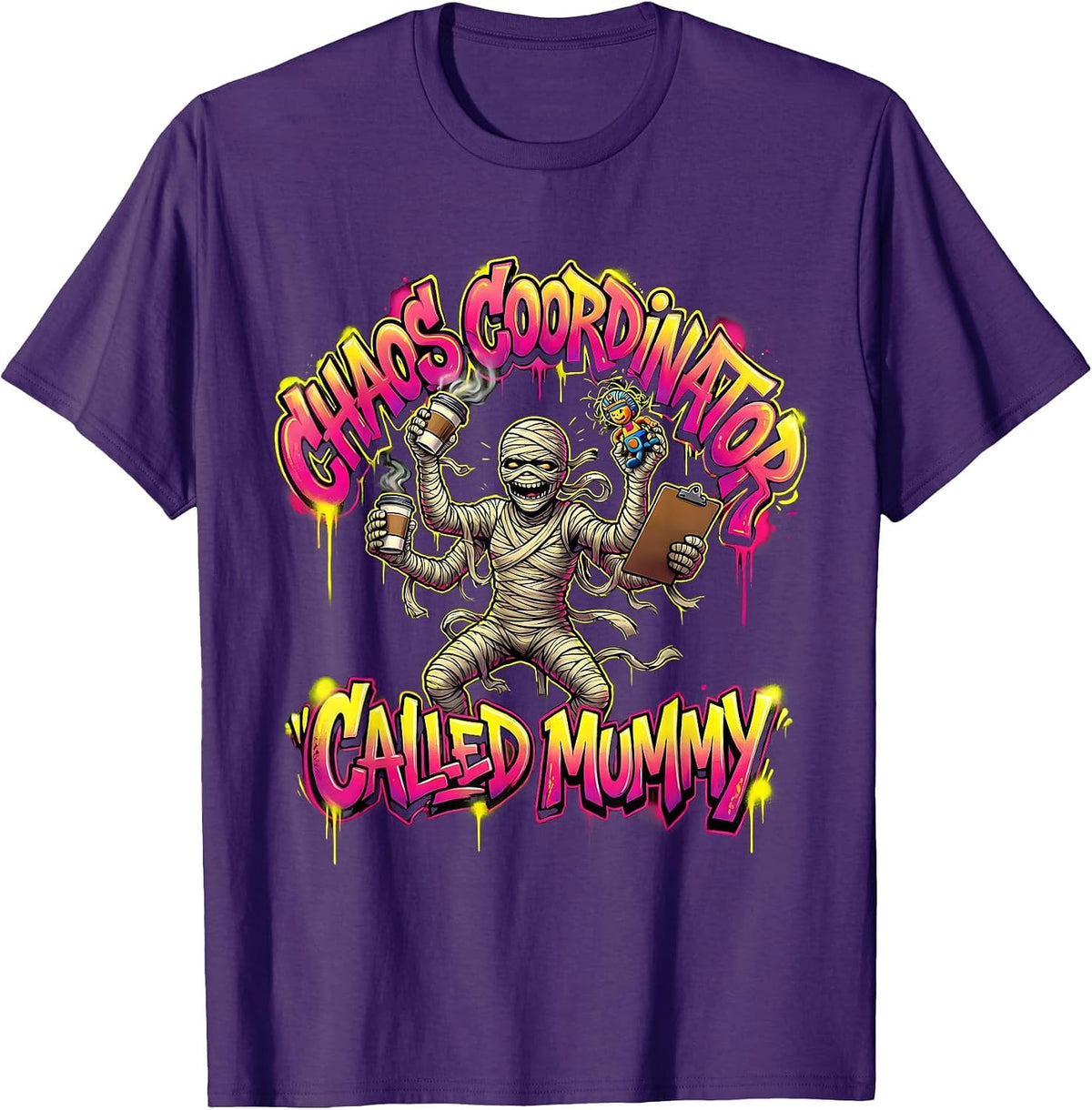 Men's Chaos Coordinator Called Mummy Funny Mom Design T-Shirt - Purple