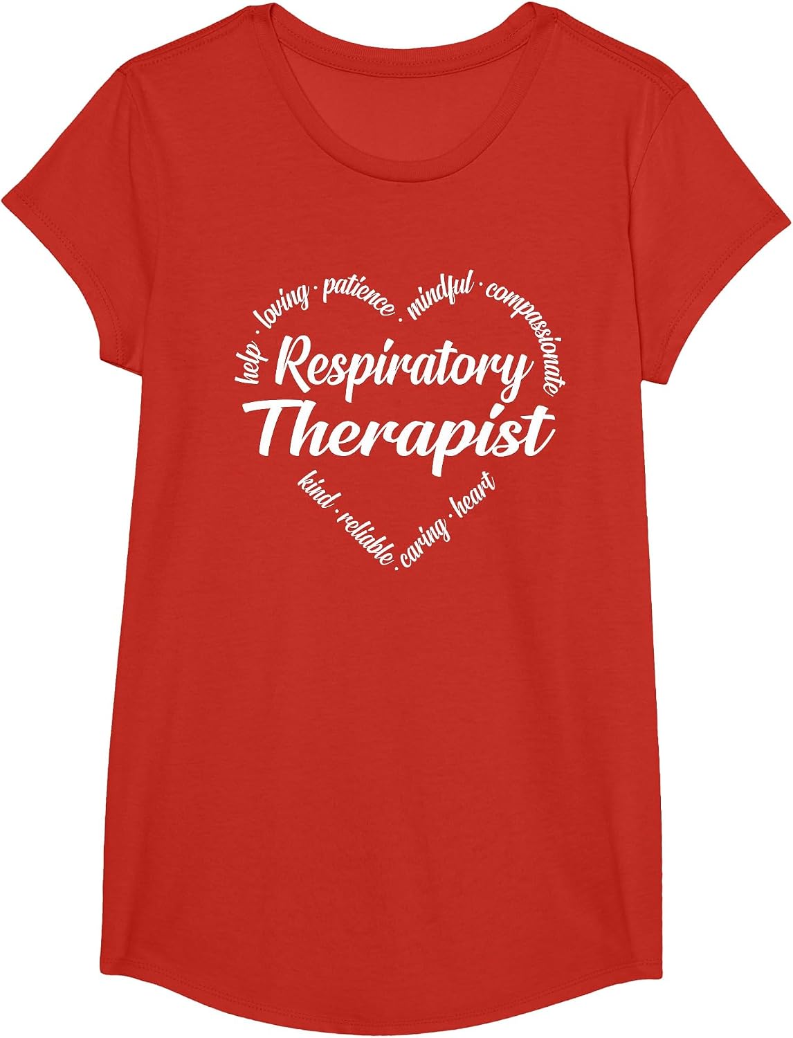 Respiratory Therapist Heart Word Cloud T-Shirt - Girls Red