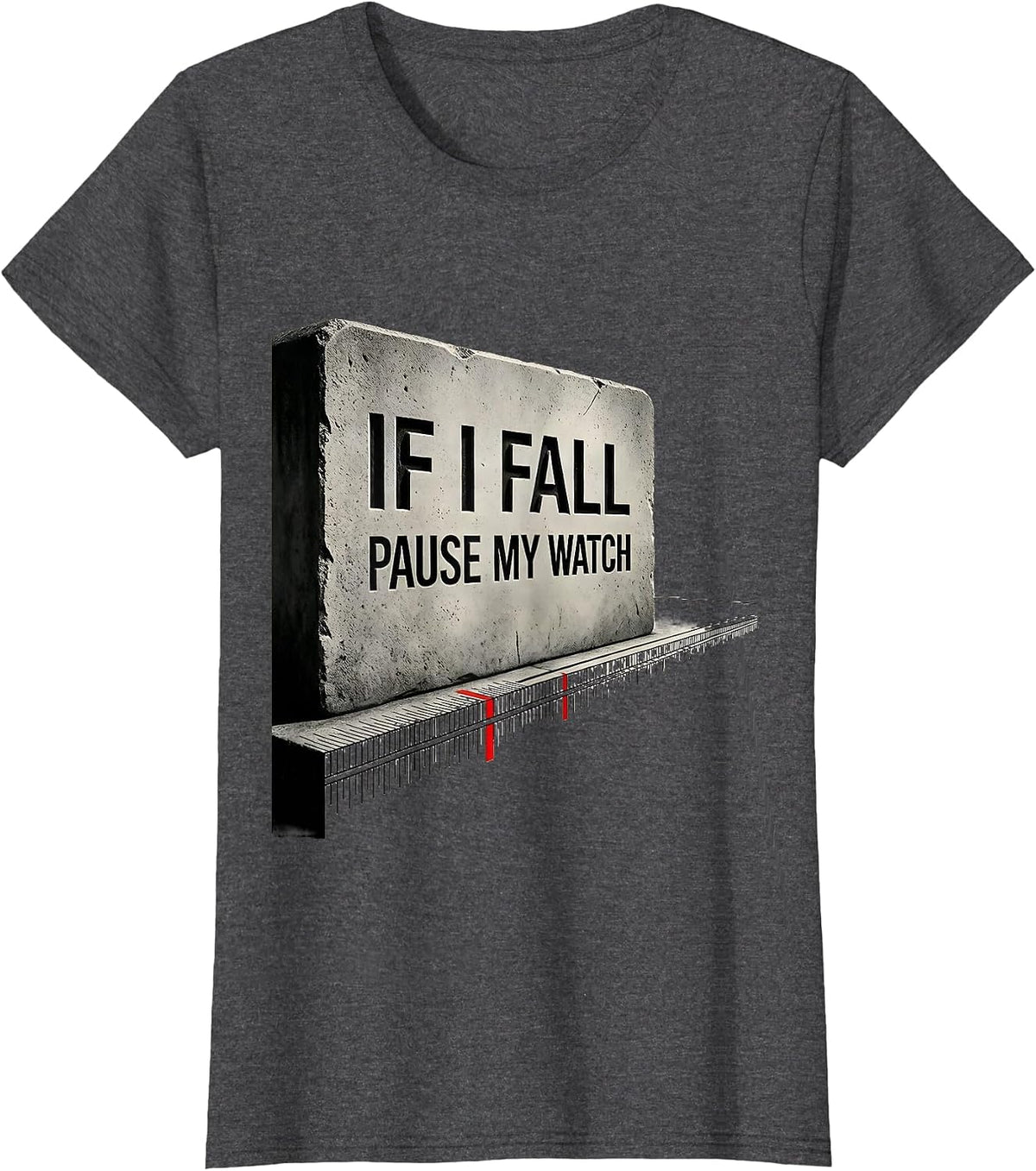 Women's If I Fall, Pause My Watch Funny Runner Marathon Gift T-Shirt - Dark Heather Grey