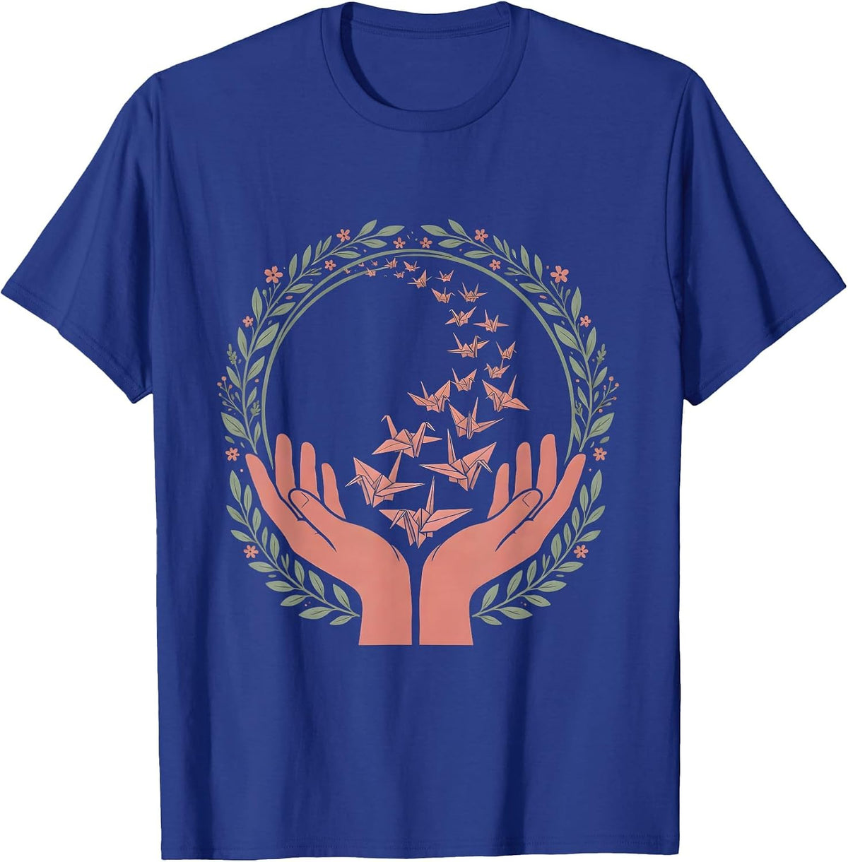 Hands Releasing Paper Cranes Into Open Sky T-Shirt - Royal Blue