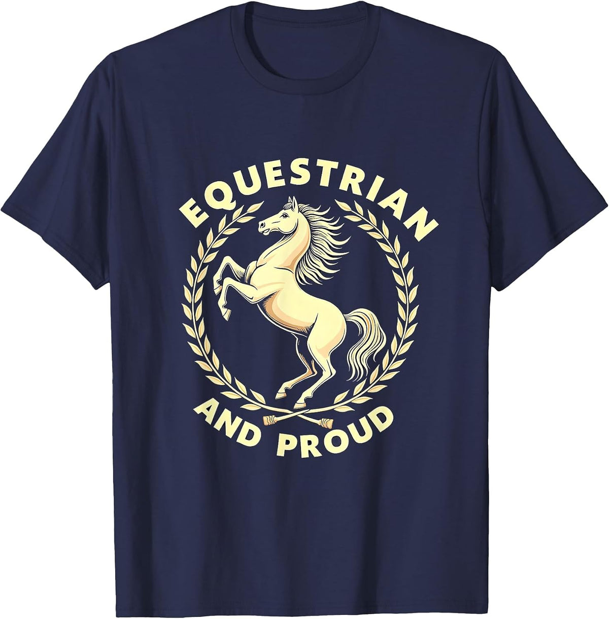 Equestrian And Proud Horse Riding Design T-Shirt - Navy Blue