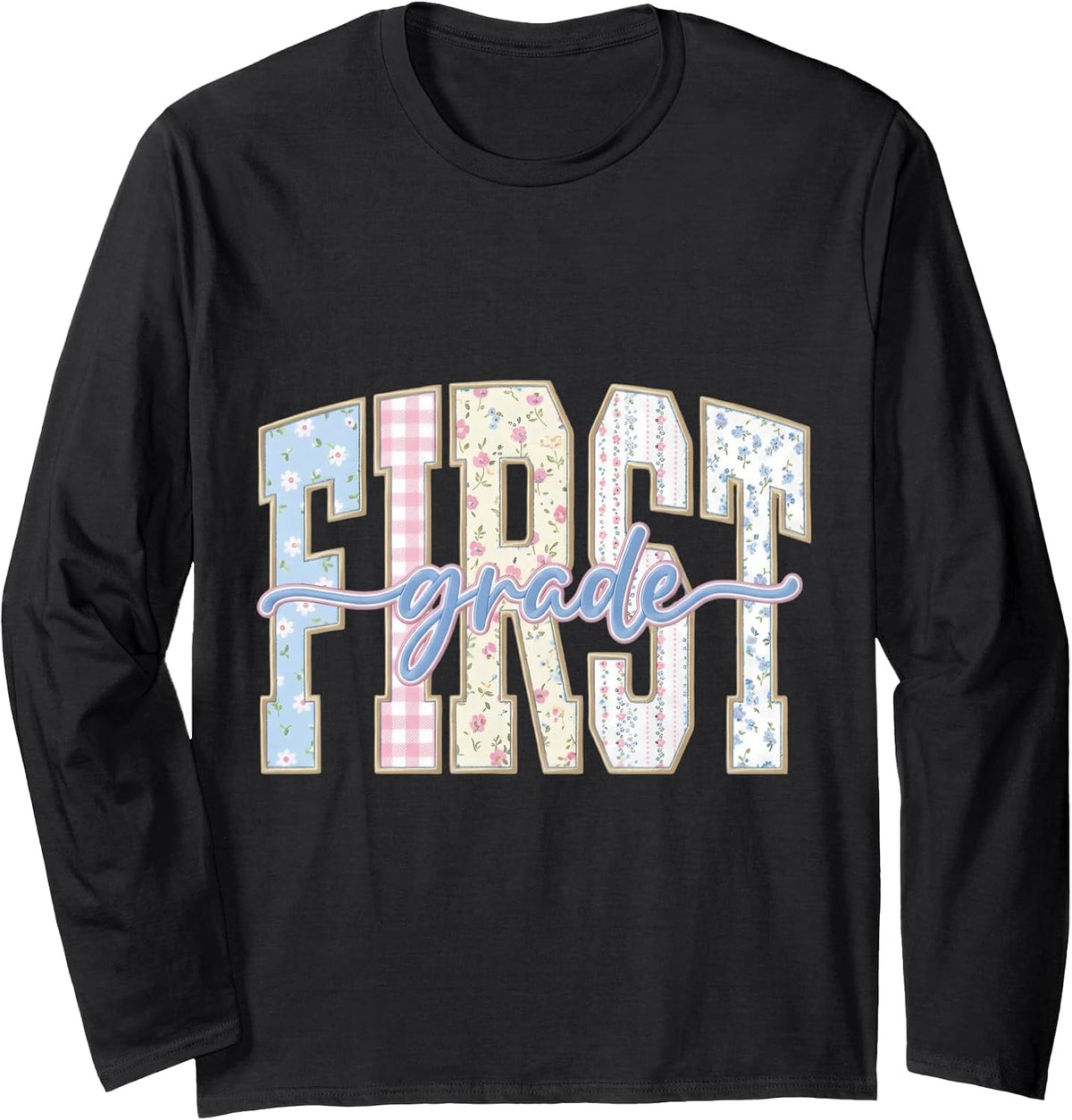 Preppy First Grade Teacher 1st Grade Back to School Girls Long Sleeve T-Shirt - As Pictured