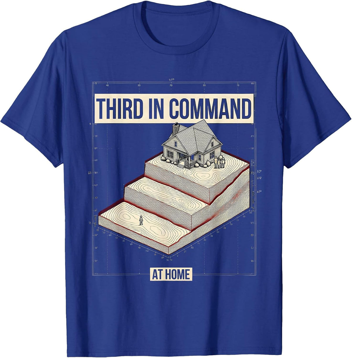 Men's Third In Command At Home Funny Dad Family Sarcasm Fathers T-Shirt - Royal Blue