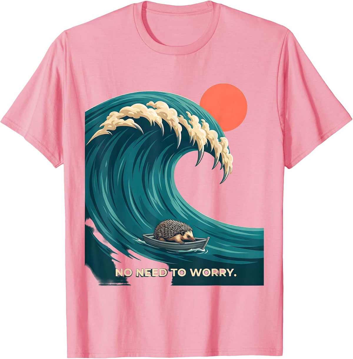 Men's No Need To Worry Funny Japanese Art Animal Meme Graphic T-Shirt - Pink
