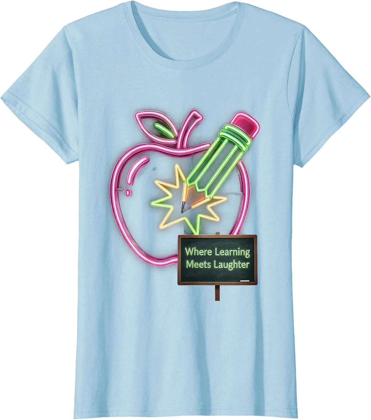 2nd Grade Teacher Where Learning Meets Laughter T-Shirt - Baby Blue