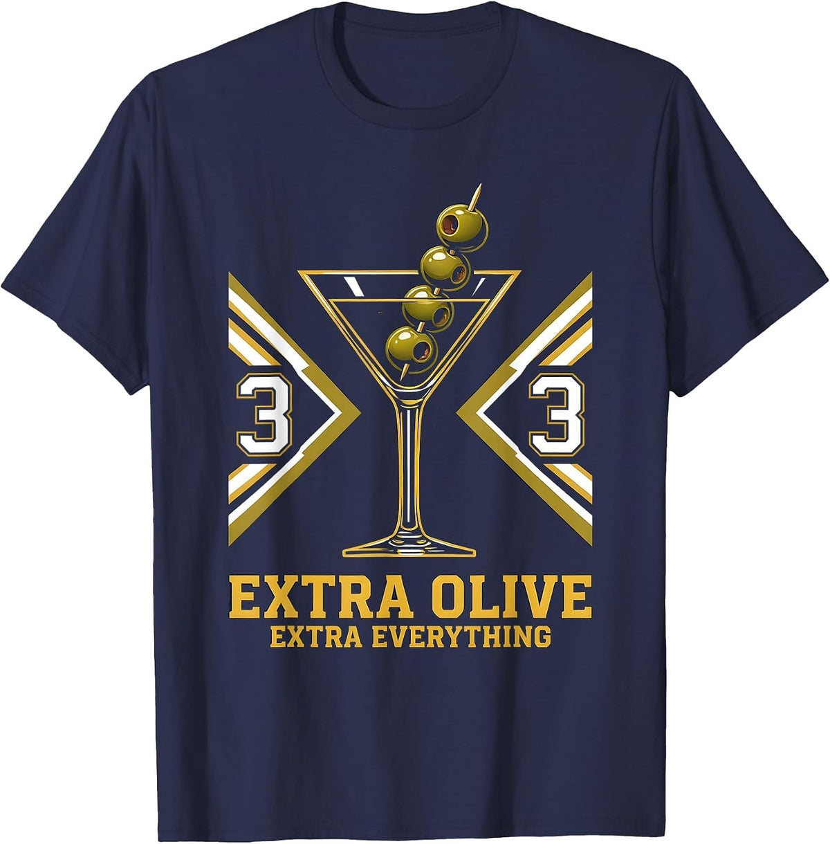 Extra Olive Extra Everything Martini Design T-Shirt - Navy Blue