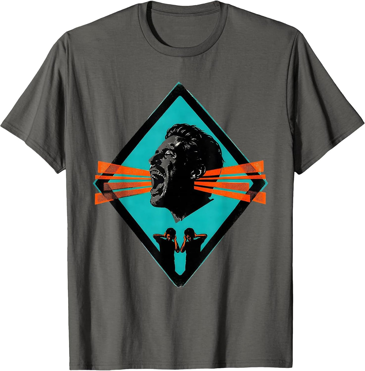 Men's Warning Singer Risograph Choir Humor Gift T-Shirt - Asphalt Grey