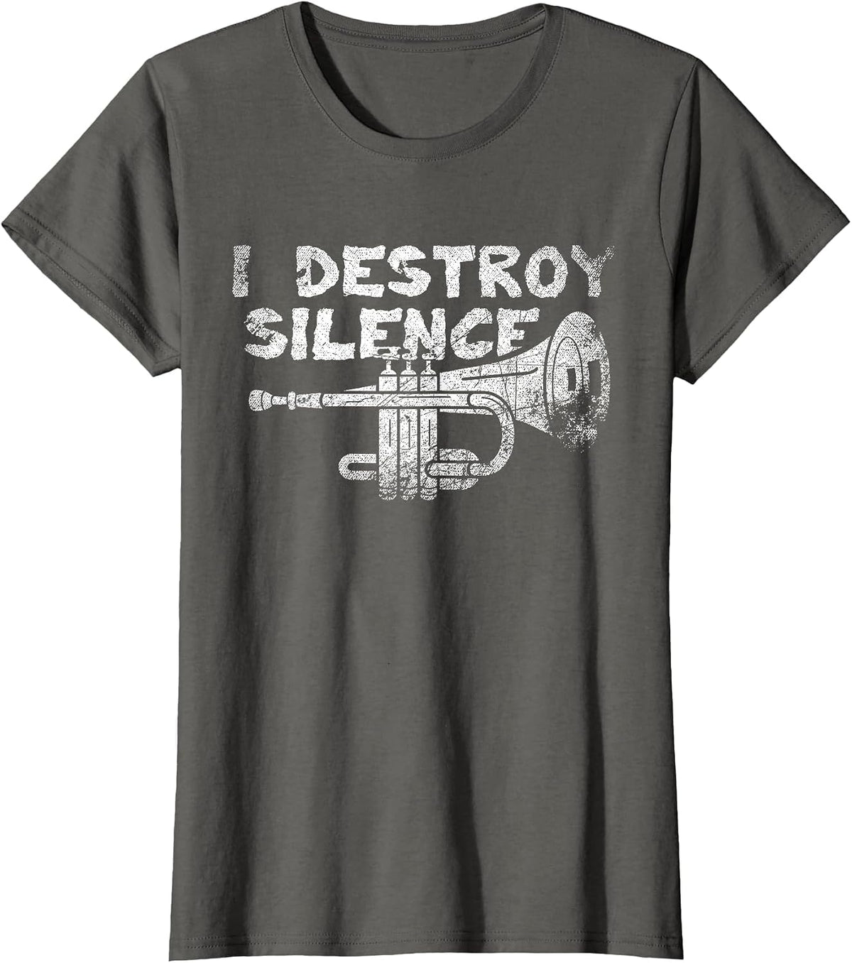 I Destroy Silence Trumpet T-Shirt - Asphalt Grey