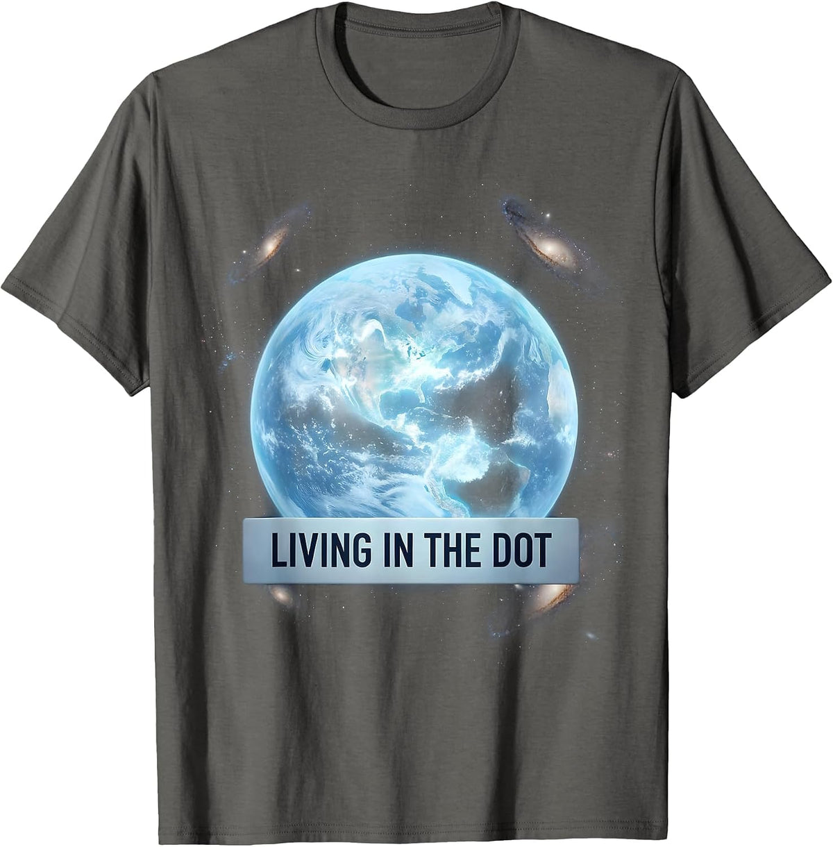Living in the Dot Minimalist Graphic Design T-Shirt - Asphalt Grey