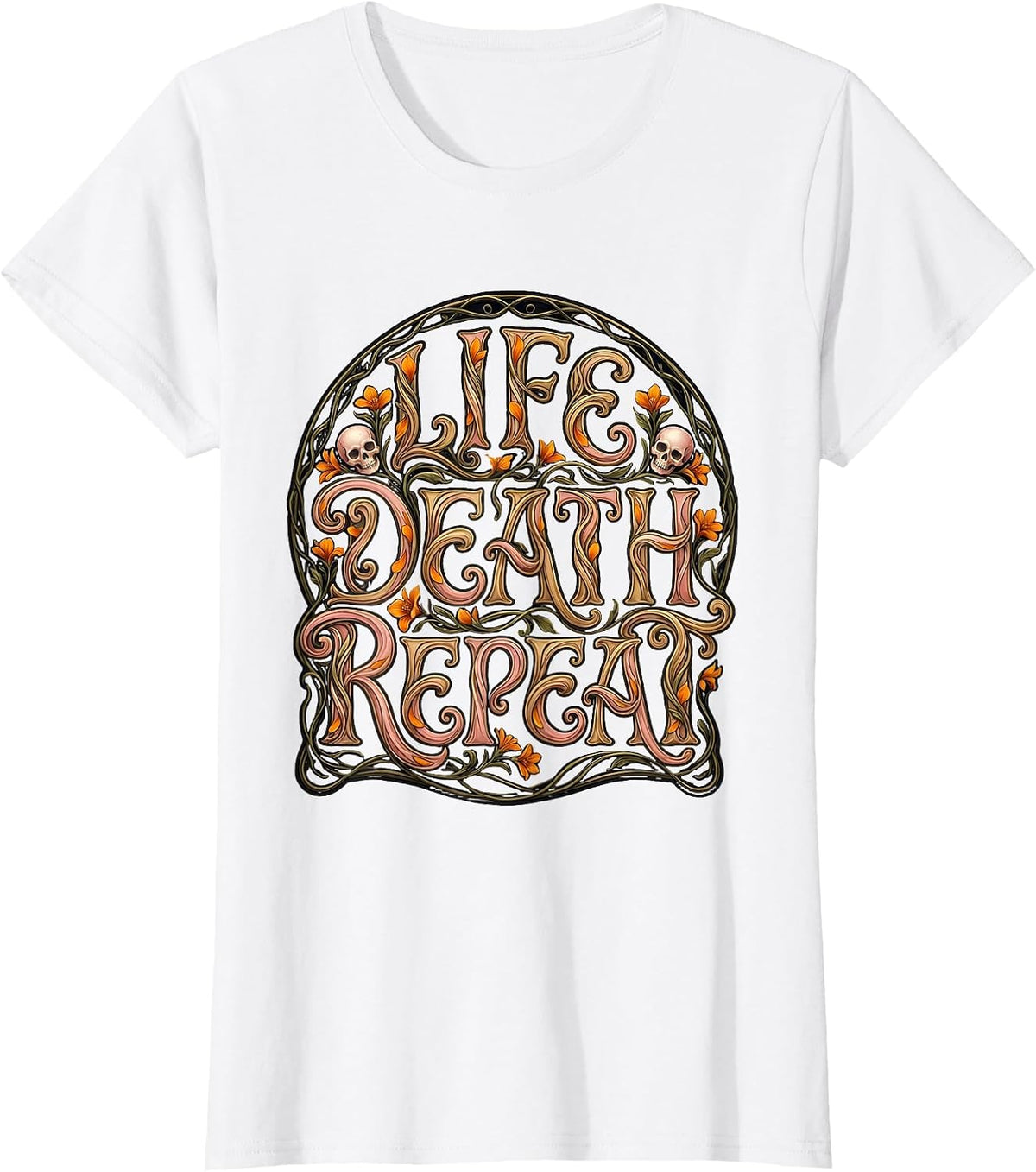 Dia de los Muertos Life Death Repeat Design T-Shirt - White