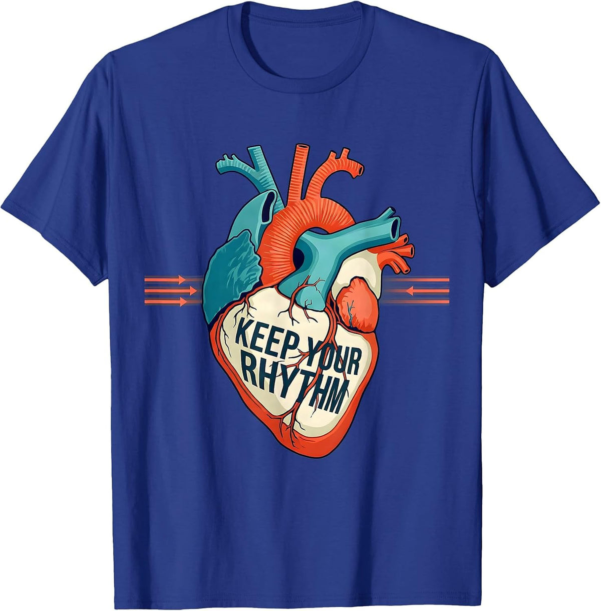 Men's Keep Your Rhythm Flat Vector Anatomical Cardiac Nurse Heart T-Shirt - Royal Blue